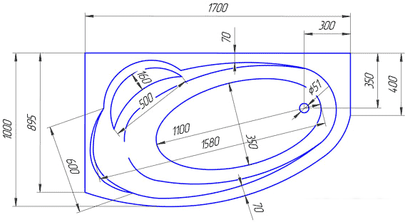 Ванна 1Марка Julianna 170x100 (левая)