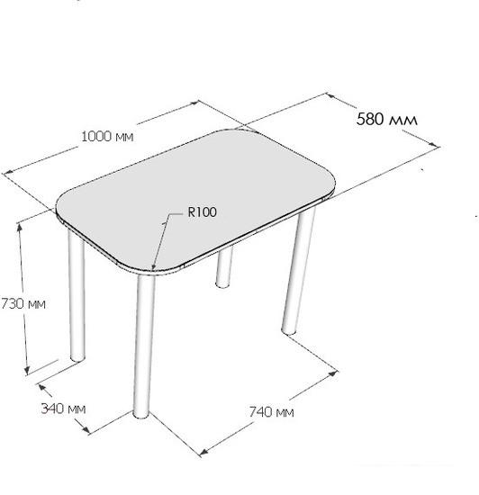Кухонные столы и обеденные группы Senira Р-001-01 (белый глянец/хром)