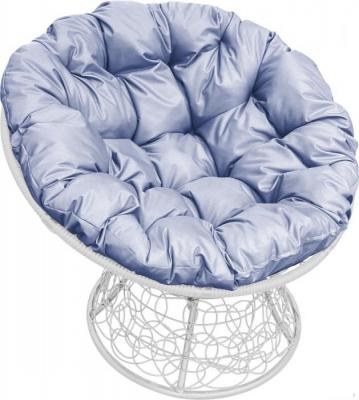 Кресло M-Group Папасан 12020109 (белый ротанг/серая подушка)