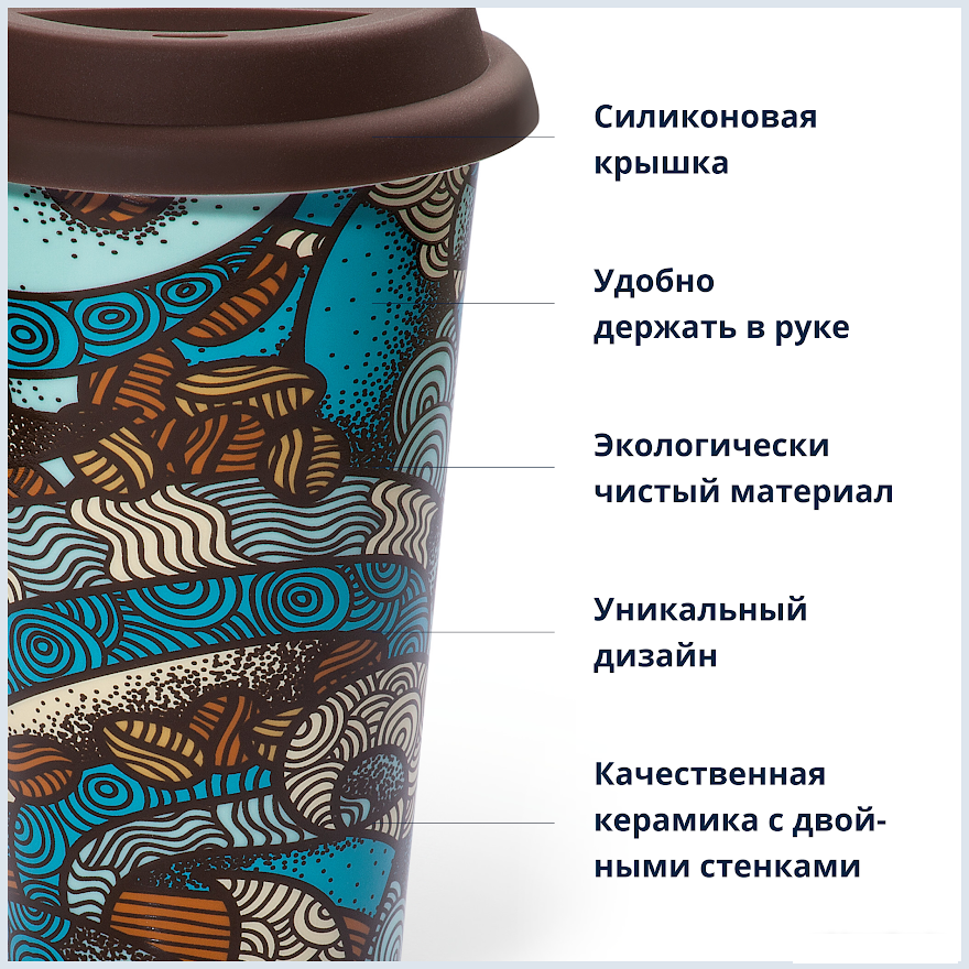 Многоразовый стакан DeLonghi DLSC055 0.3л (бирюзовый/коричневый)