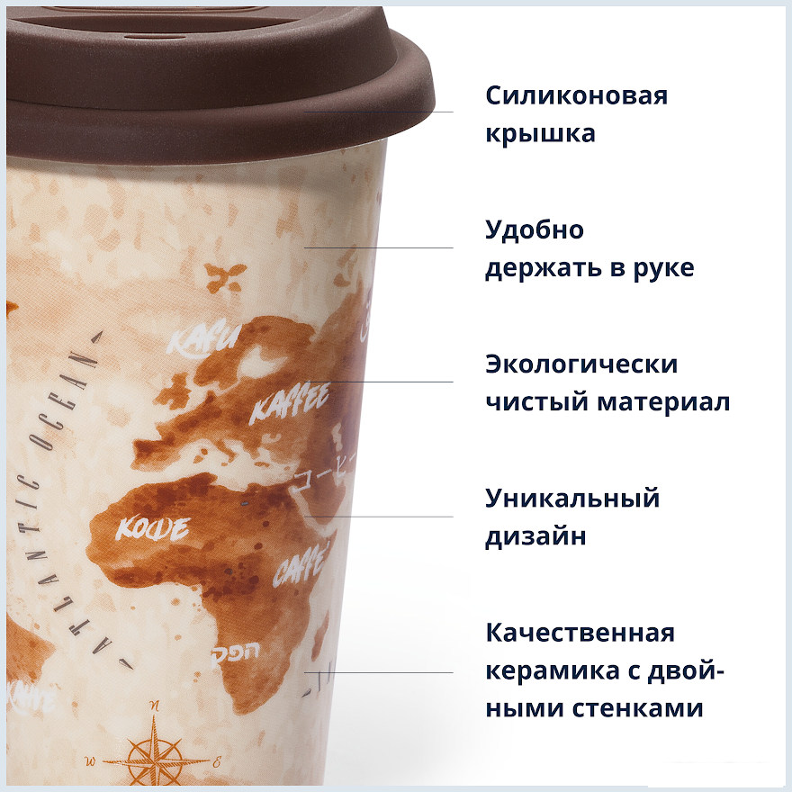 Многоразовый стакан DeLonghi DLSC056 0.3л (бежевый/коричневый)