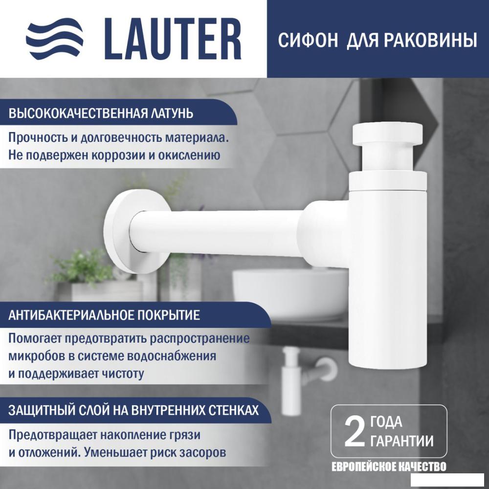Умывальник Lauter 21493A + клапан 21190W + сифон 21635W (белый матовый)