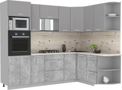 Готовые кухни Интерлиния Мила Лайт 1.68x2.6 правая (серебристый/бетон/бискайская сосна)