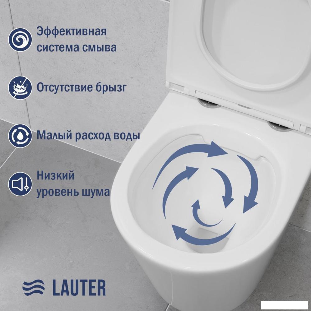 Унитаз подвесной Lauter Longer 2110822 с кнопкой 219701E (круглая, хром)