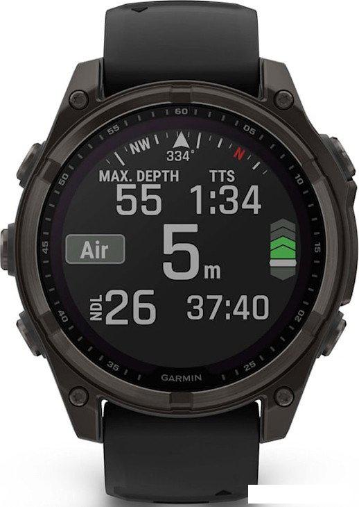 Умные часы Garmin Fenix 8 Solar, Sapphire 47мм (титановый угольно-серый DLC с черным ремешком)