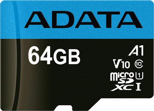 Карта памяти ADATA Premier AUSDX64GUICL10A1-RA1 microSDXC 64GB (с адаптером)