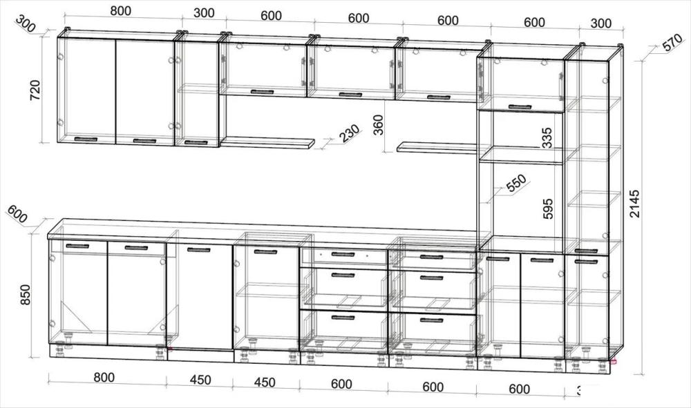 Готовая кухня Интерлиния Мила Лайт 3.8-ПМ3 (белый платинум/дуб золотой/белый гранит)