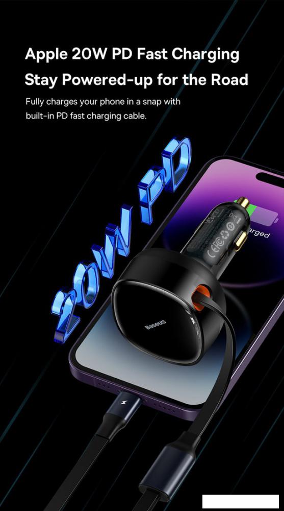 Автомобильное зарядное Baseus Enjoyment Pro 2-in-1 Car Charger C+L 60W C00057802111-02