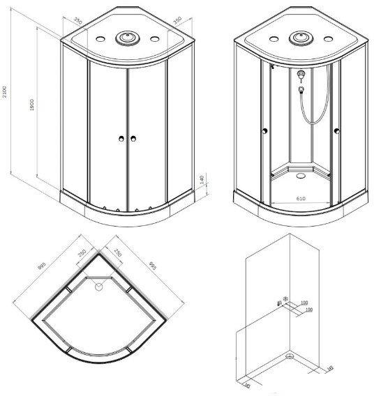 Душевые кабины AM.PM X-Joy 100x100 W94C-401-100BT