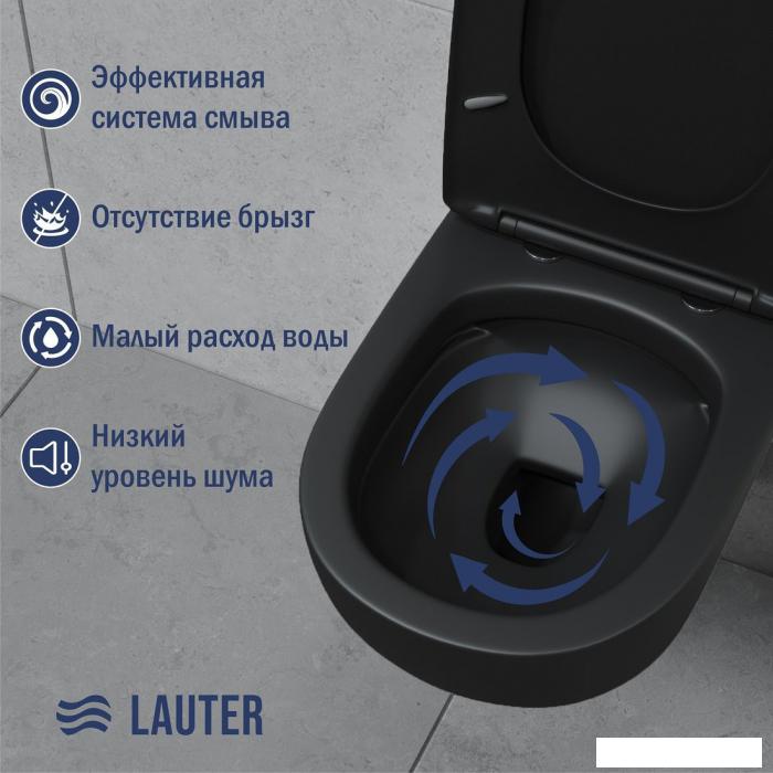 Унитаз подвесной Lauter Sulzdorf с микролифтом и кнопкой смыва 219704J (черный)