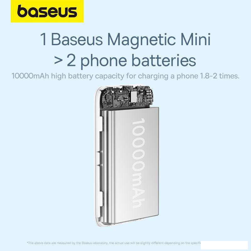 Внешний аккумулятор Baseus Magnetic Mini Air Wireless Fast Charge Power Bank 20W 10000mAh (белый)