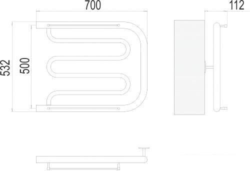 Полотенцесушитель TERMINUS Фокстрот 1" 500x700 бп (хром)