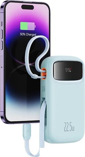 Портативные зарядные устройства Baseus Qpow2 Dual-Cable Digital Display Fast Charge Power Bank 22.5W 10000mAh (голубой)