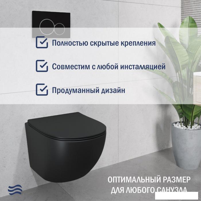 Унитаз подвесной Lauter Sulzdorf с микролифтом и кнопкой смыва 219704J (черный)