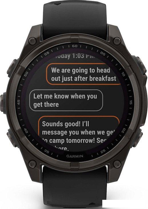 Умные часы Garmin Fenix 8 Solar, Sapphire 47мм (титановый угольно-серый DLC с черным ремешком)