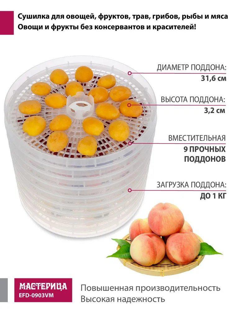 Сушилка для овощей и фруктов Мастерица EFD-0903VM (с прозрачными поддонами)