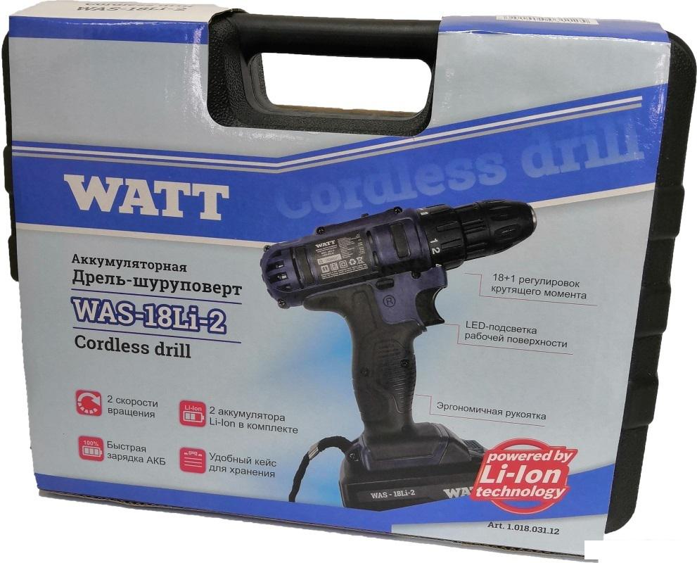 Шуруповерты, гайковерты, электроотвертки WATT WAS-18 Li-2 1.018.031.02 (с 2-мя АКБ)