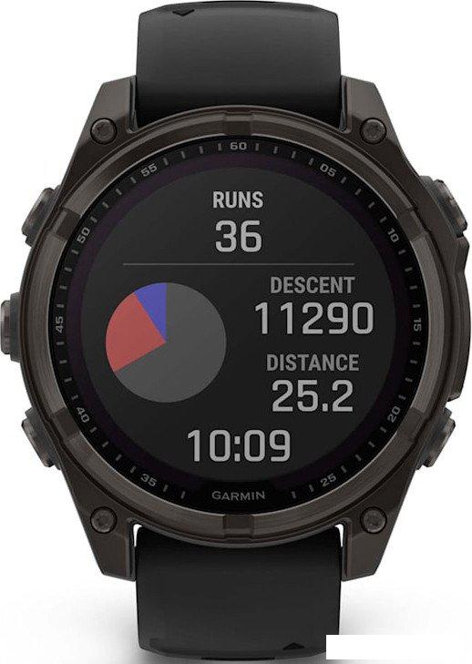 Умные часы Garmin Fenix 8 Solar, Sapphire 47мм (титановый угольно-серый DLC с черным ремешком)