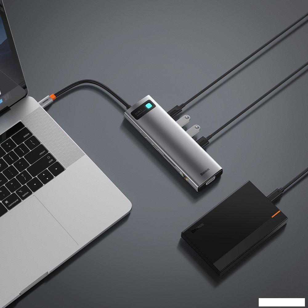 Док-станция Baseus Metal Gleam Series 11-in-1 Multifunctional HUB Type-C Hub Docking Station CAHUB-CT0G
