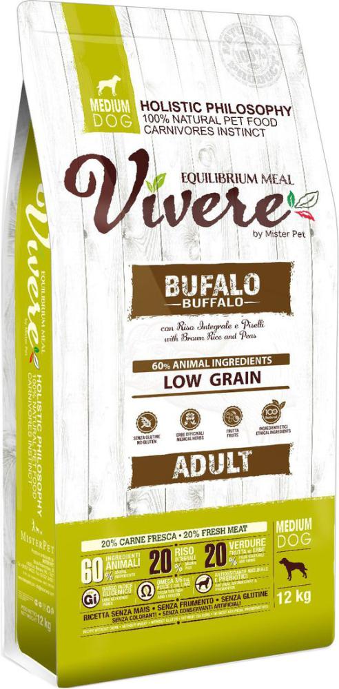Корма для собак Vivere Medium Adult Buffalo (для взрослых средних пород с буйволом) 12 кг