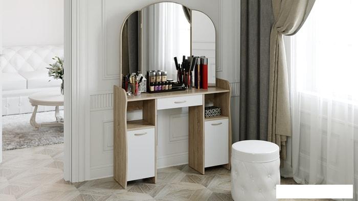 Туалетный столик с зеркалом Трия София Т2 (дуб сонома/белый)