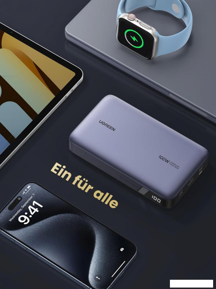 Внешний аккумулятор Ugreen PB720 20000mAh (серый)