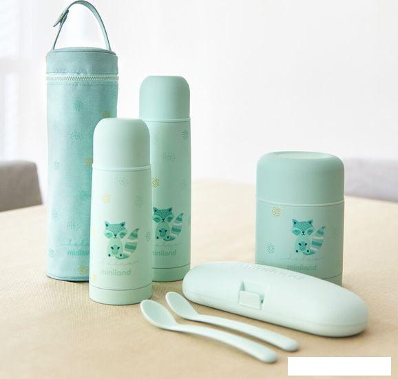 Термосы, термокружки и многоразовые стаканы Miniland Thermy Dolce 350мл (бирюзовый/енот)