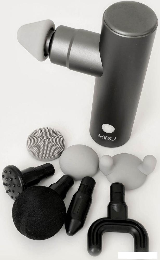 Перкуссионный массажер Miru BM-18 (8 насадок, серый)