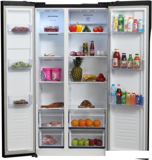 Холодильник side by side Hyundai CS5003F (черное стекло)