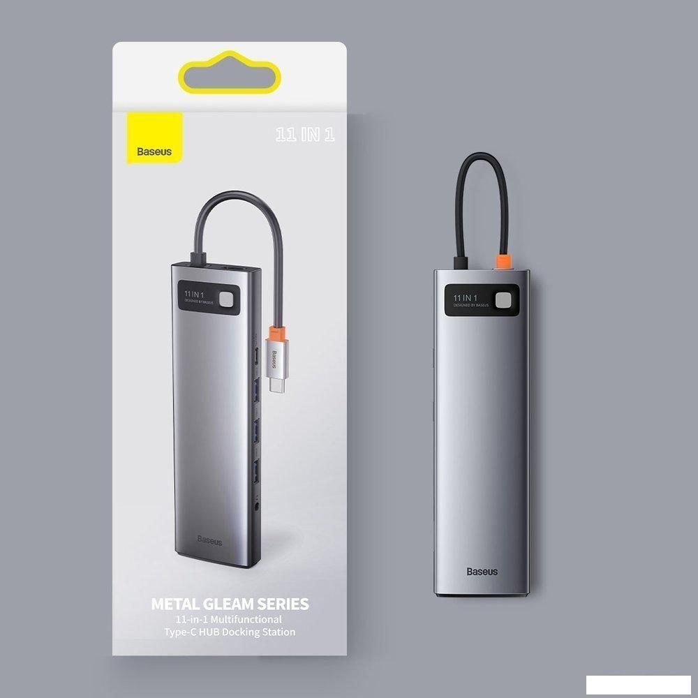 Док-станция Baseus Metal Gleam Series 11-in-1 Multifunctional HUB Type-C Hub Docking Station CAHUB-CT0G