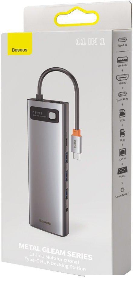 Док-станция Baseus Metal Gleam Series 11-in-1 Multifunctional HUB Type-C Hub Docking Station CAHUB-CT0G
