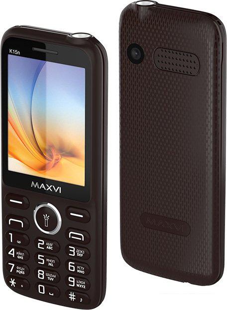 Кнопочный телефон Maxvi K15n (коричневый) Кнопочный телефон Maxvi K15n (коричневый)