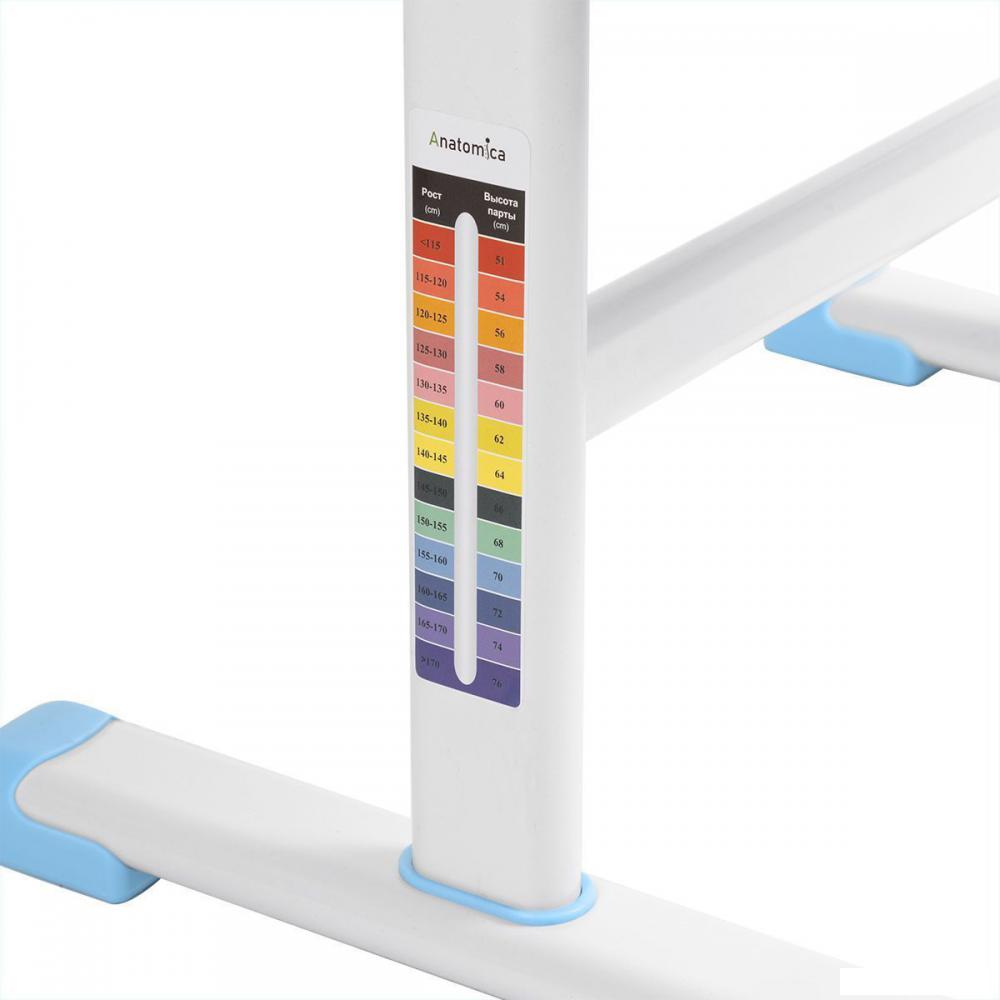 Парта Anatomica Avgusta + стул + выдвижной ящик + подставка (белый/голубой)