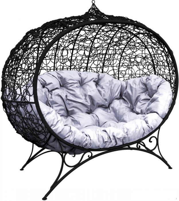 Садовый диван M-Group Улей на ножках 11220409 (черный ротанг/серая подушка)