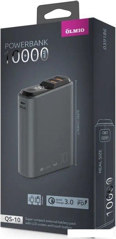 Внешний аккумулятор Olmio QS-10 10000mAh (темно-серый)