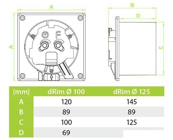 Вытяжная и приточная вентиляция airRoxy dRim 100DTS-C159