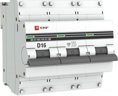 Выключатель автоматический EKF PROxima ВА 47-100 3P 16A (D) 10kA mcb47100-3-16D-pro