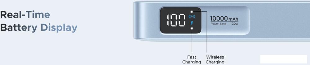 Внешний аккумулятор Ugreen MagFlow PB773 10000mAh (голубой)