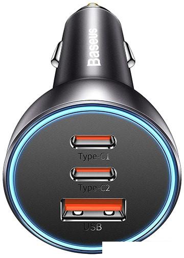 Автомобильное зарядное Baseus Golden Contactor Pro Triple Fast Charger Car Charger 65W CGJP010013 (темно-серый) Автомобильное зарядное Baseus Golden Contactor Pro Triple Fast Charger Car Charger 65W CGJP010013 (темно-серый)
