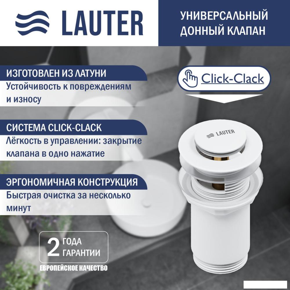 Умывальник Lauter 21493A + клапан 21190W + сифон 21635W (белый матовый)