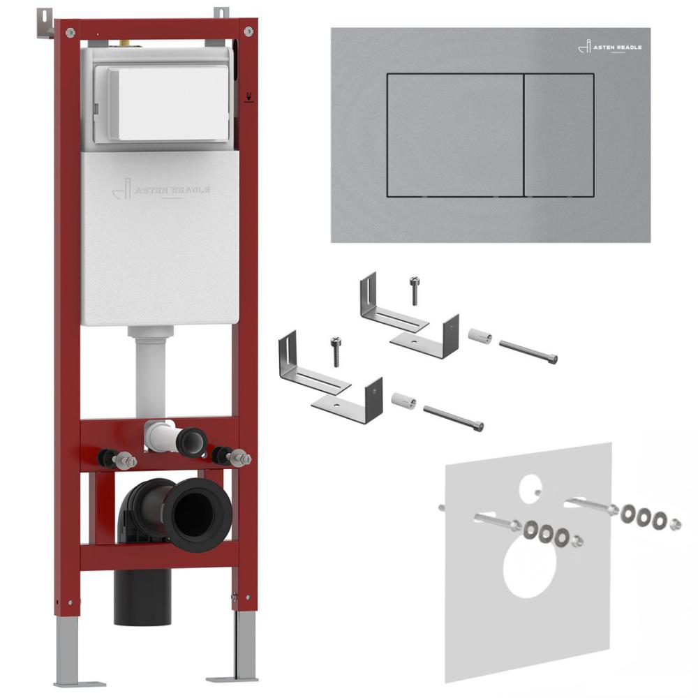 Инсталляция для унитаза Asten Readle Zentralmodul AR0501-0601M c кнопкой сатин (хром матовый)