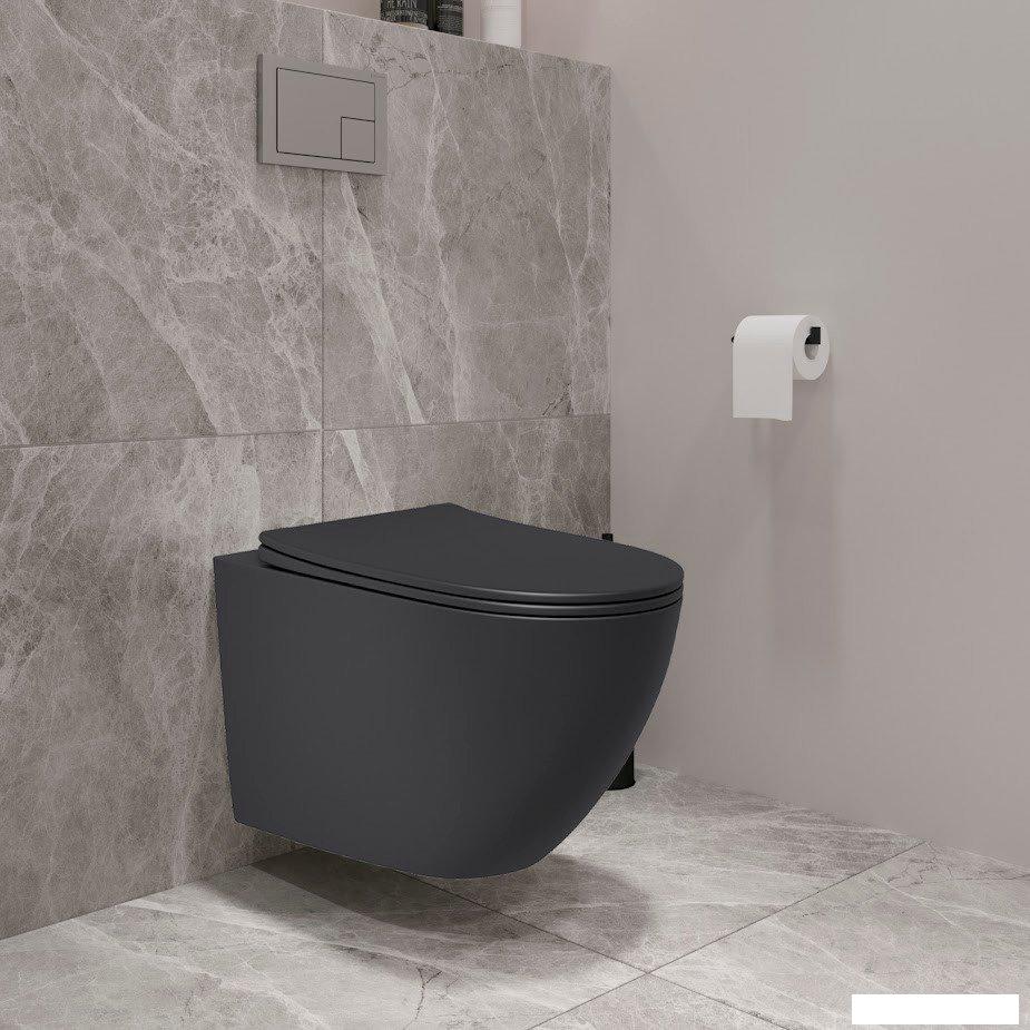 Унитазы Lauter Augsburg с жестким сиденьем Soft Close 21109EC (черный матовый, скрытое крепление)