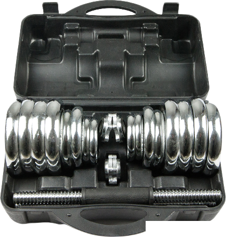 Набор гантелей Ametist хромированные в чемодане 30 кг