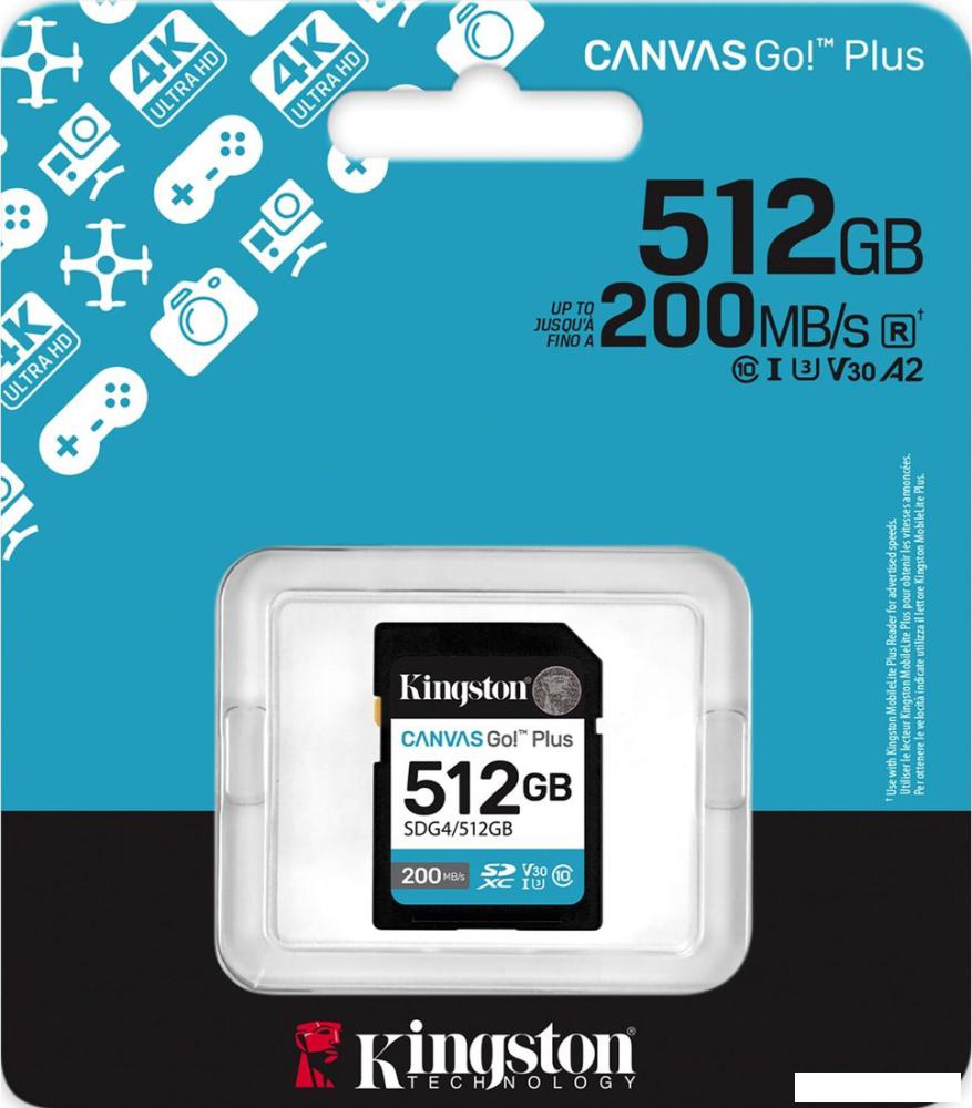 Карта памяти Kingston Canvas Go! Plus SDXC 512GB SDG4/512GB