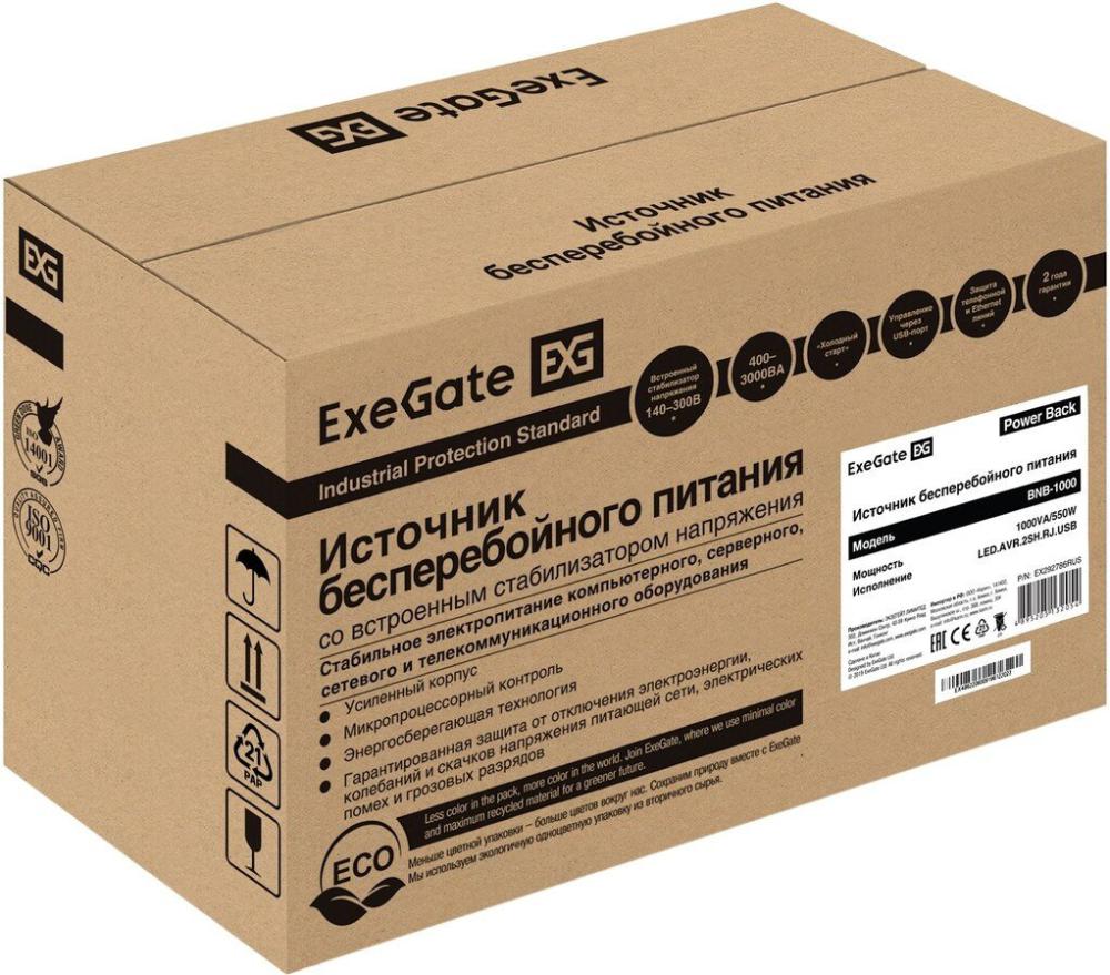 Источник бесперебойного питания ExeGate Power Back BNB-1000.LED.AVR.2SH.RJ.USB