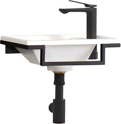 Умывальники Belux Мини-1 HR1240 (черный, с каркасом, сифоном, донным клапаном)