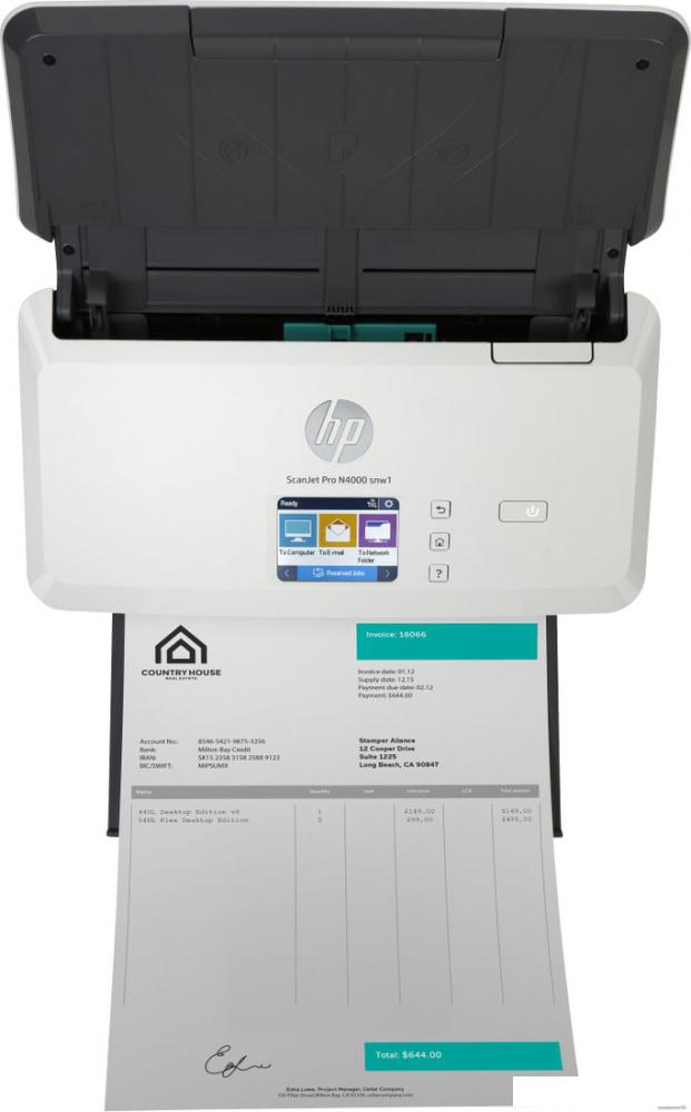 Сканер HP ScanJet Pro N4000 snw1 6FW08A