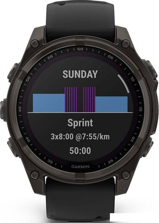 Умные часы Garmin Fenix 8 Solar, Sapphire 47мм (титановый угольно-серый DLC с черным ремешком)