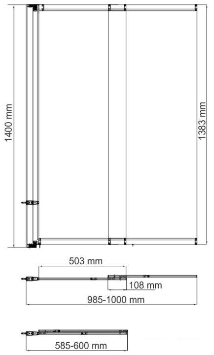 Стеклянная шторка для ванны Wasserkraft Main 41S02-100 WasserSchutz