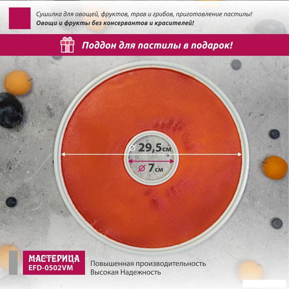 Сушилка для овощей и фруктов Мастерица EFD-0502VM (5 поддонов и 1 поддон для пастилы)
